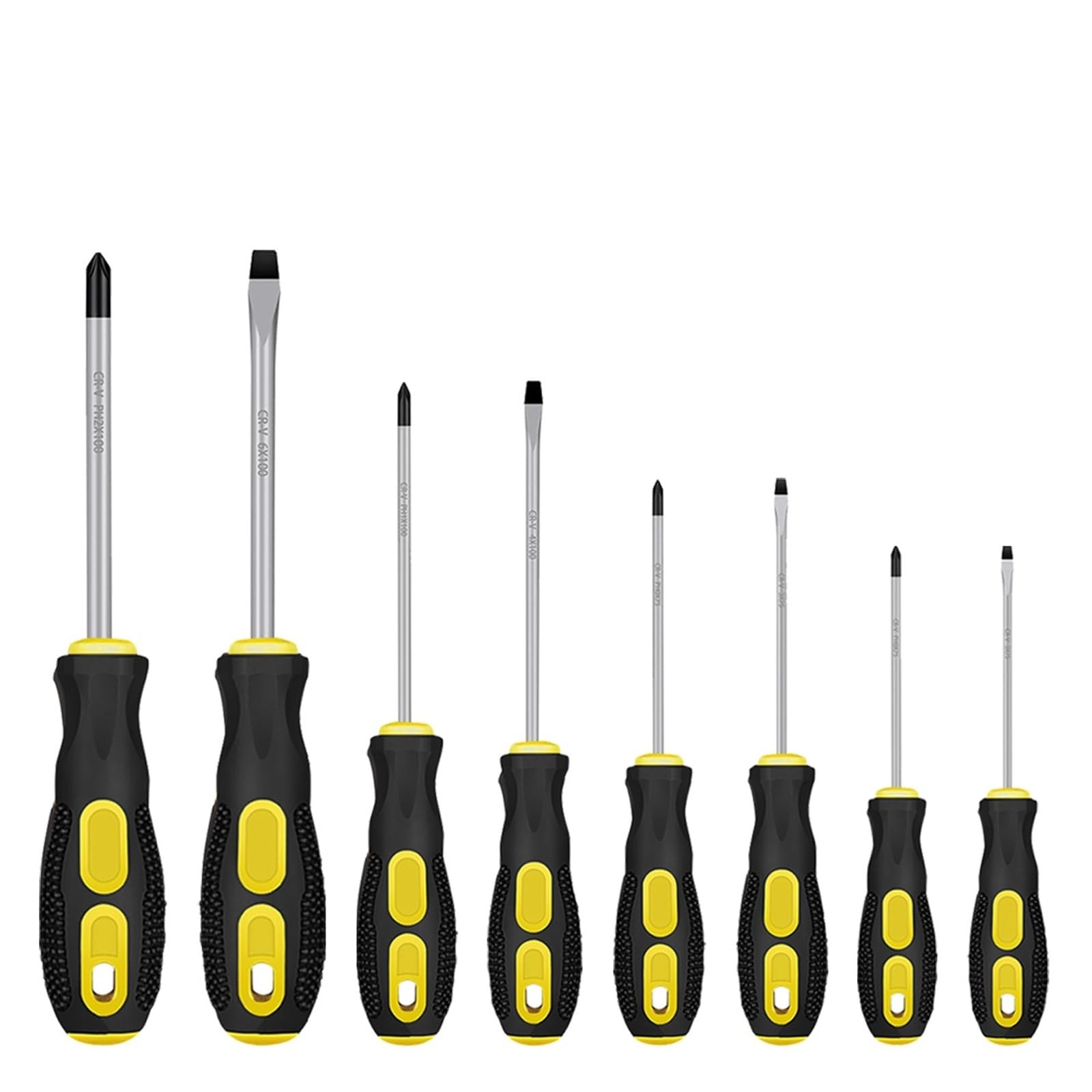 Multipurpose Handle Screwdrivers Set with Magnetic Insulated Security Repair Hand Tools Cross/Straight Type Mini Screw Driver(8pcs)