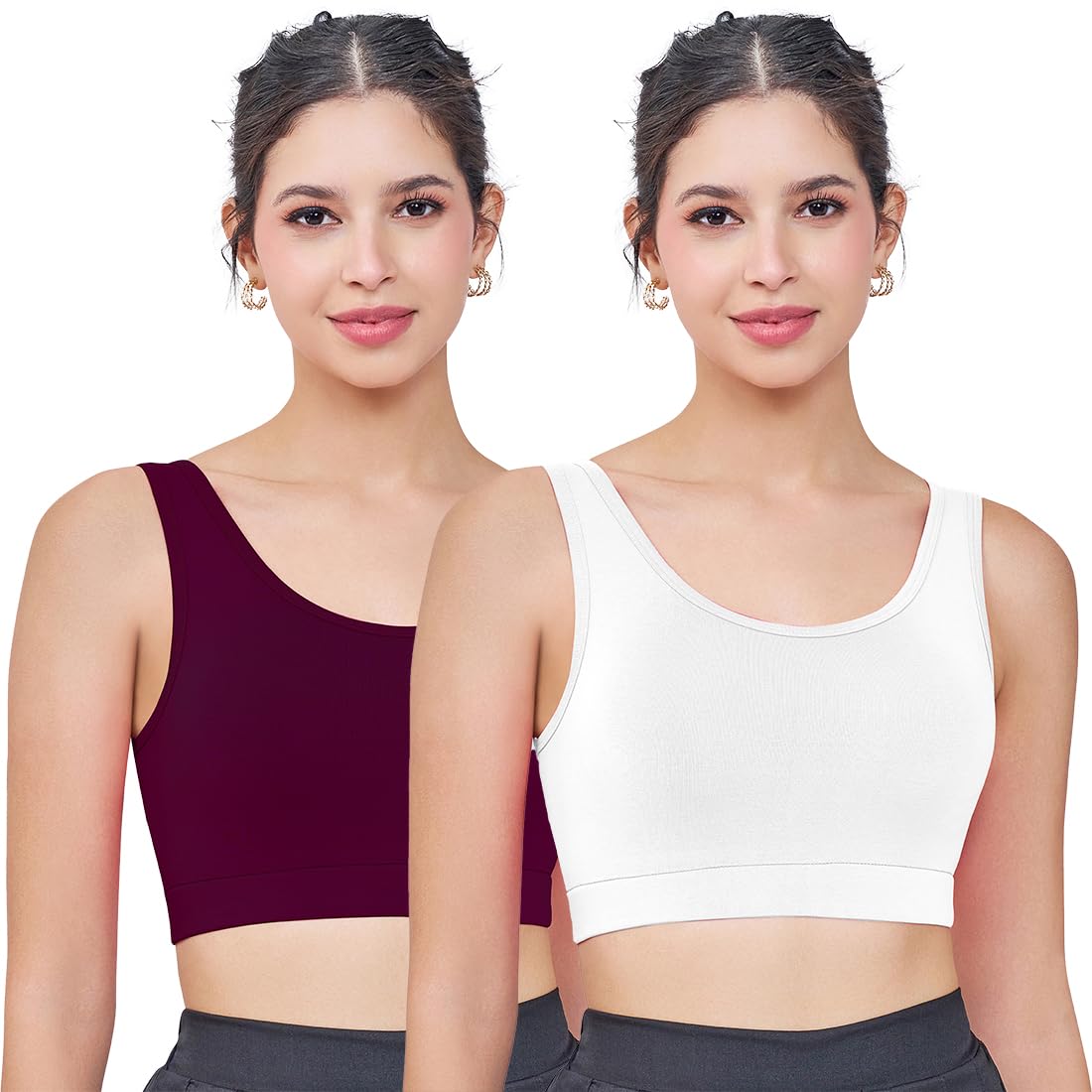 High Performance Cotton Lycra Everyday Wireless & Non Padded Seamless Sports Shaper Bra for Women | Soft Cup & Full Coverage Easy to Training Bra-image-49