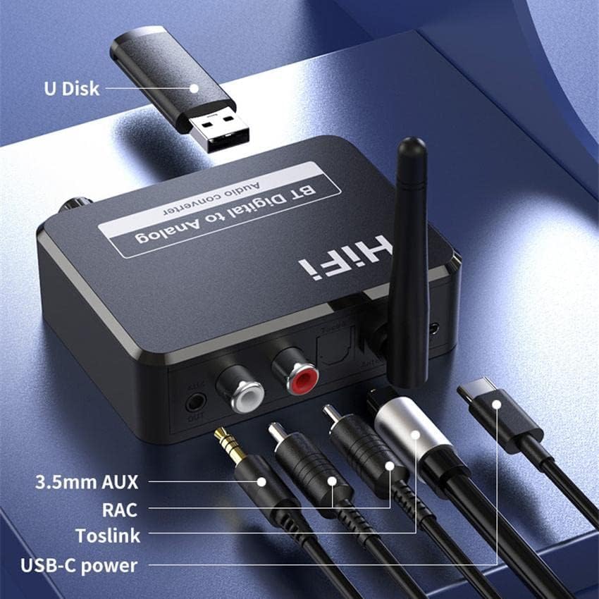 Image of MICROWARE BT 5.3 Receiver U Disk Digital Analog Audio Converter SPdif Optical Fiber 3.5MM AUX 2 RCA Car Kit Amplifier Adaptor Speaker