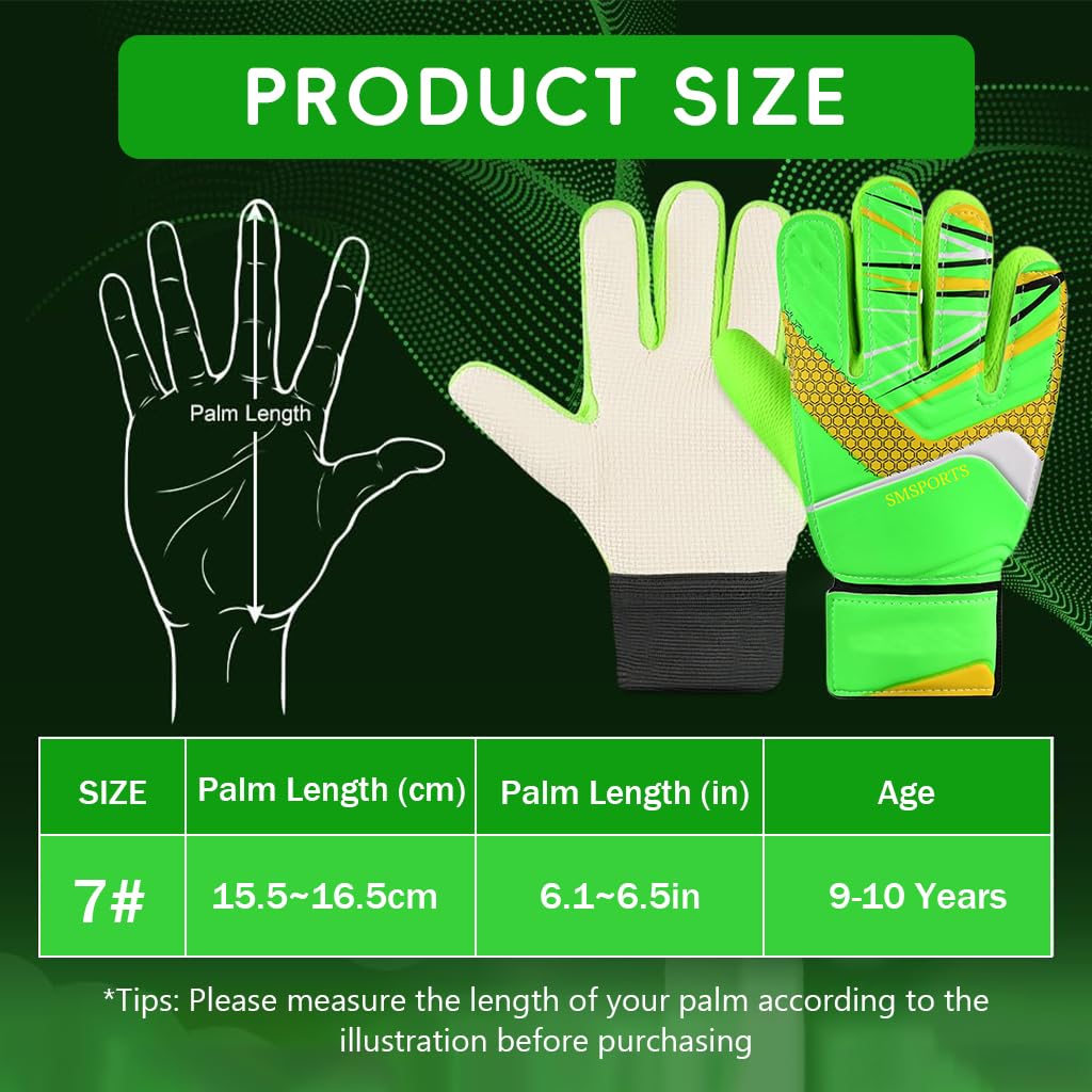 PROBEROS Football Goalkeeper Gloves, Latex Palm, Wrist Strap, Green Size 7