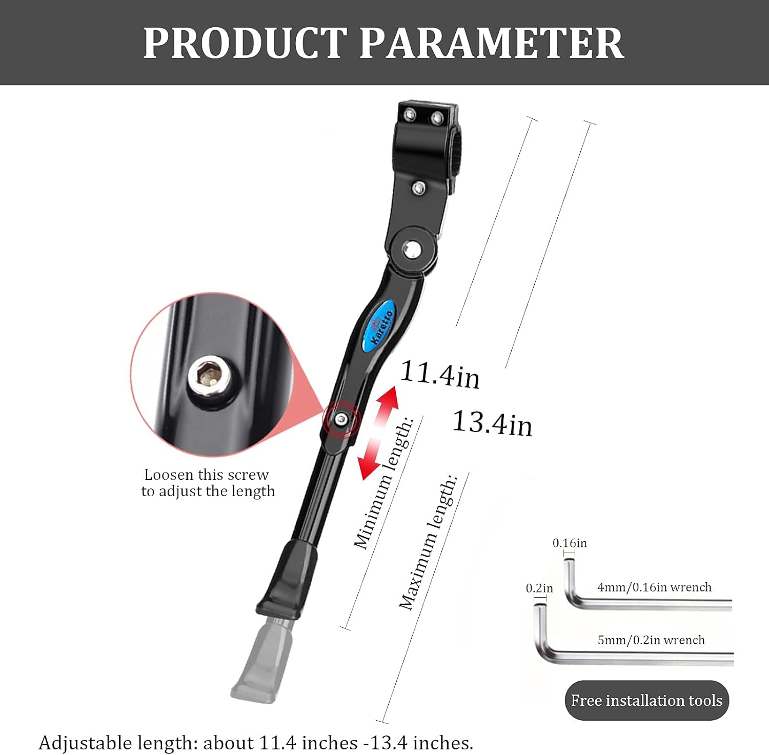 Bike Kickstand Kids- Adjustable Rear Side Aluminum Alloy Bicycle Stand Kickstand Fit for 1618" 20" 22Bike Kick Stand for Mountain Bike Road Bicycles Kickstand Kids/16-22in(Rear Side Black)