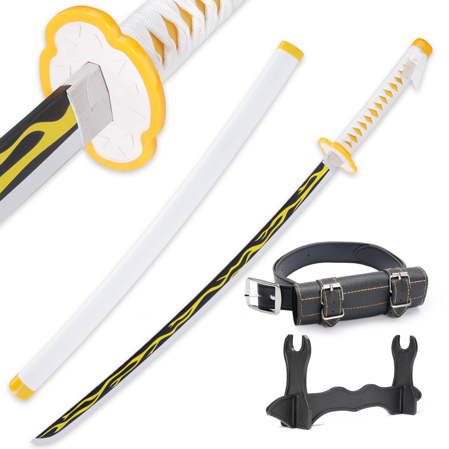 Cold Blade Zenitsu Sword - 41 Inch Anime Katana Replica with Belt and Stand - Zenitsu Sword with Authentic Design
