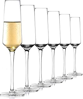 YKingder Champagne Flutes - Hand Blown Elegant Champagne Glasses Set of 6 - Unique Gift for Birthday