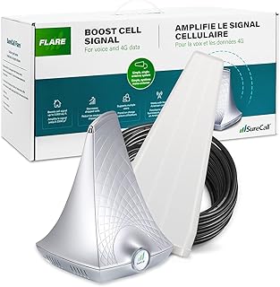SureCall Flare 3.0 Cell Phone Signal Booster for Home & Office up to 3500 sq ft, Boosts 5G/4G LTE For All Canadian Carriers, Telus, Bell, Rogers, High Gain Yagi Antenna, Multi-User, ISED Approved, USA Company