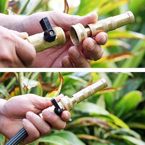 Miniatura 4 de YELUN Boquillas de manguera de latón, boquilla de manguera ajustable de latón resistente, paquete de 2