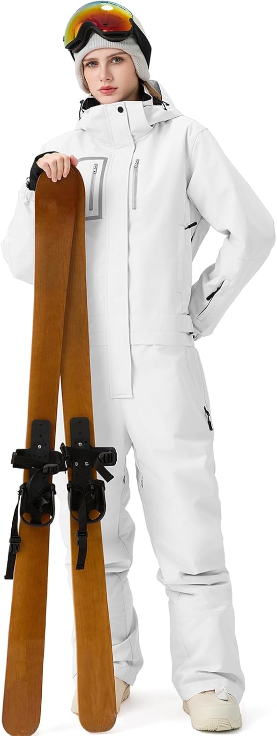YEEFINE Women's Ski Suit One Piece Baggy Snowsuit Insulated Snowboard Suits Loose Snow Jacket Jumpsuits Waterproof