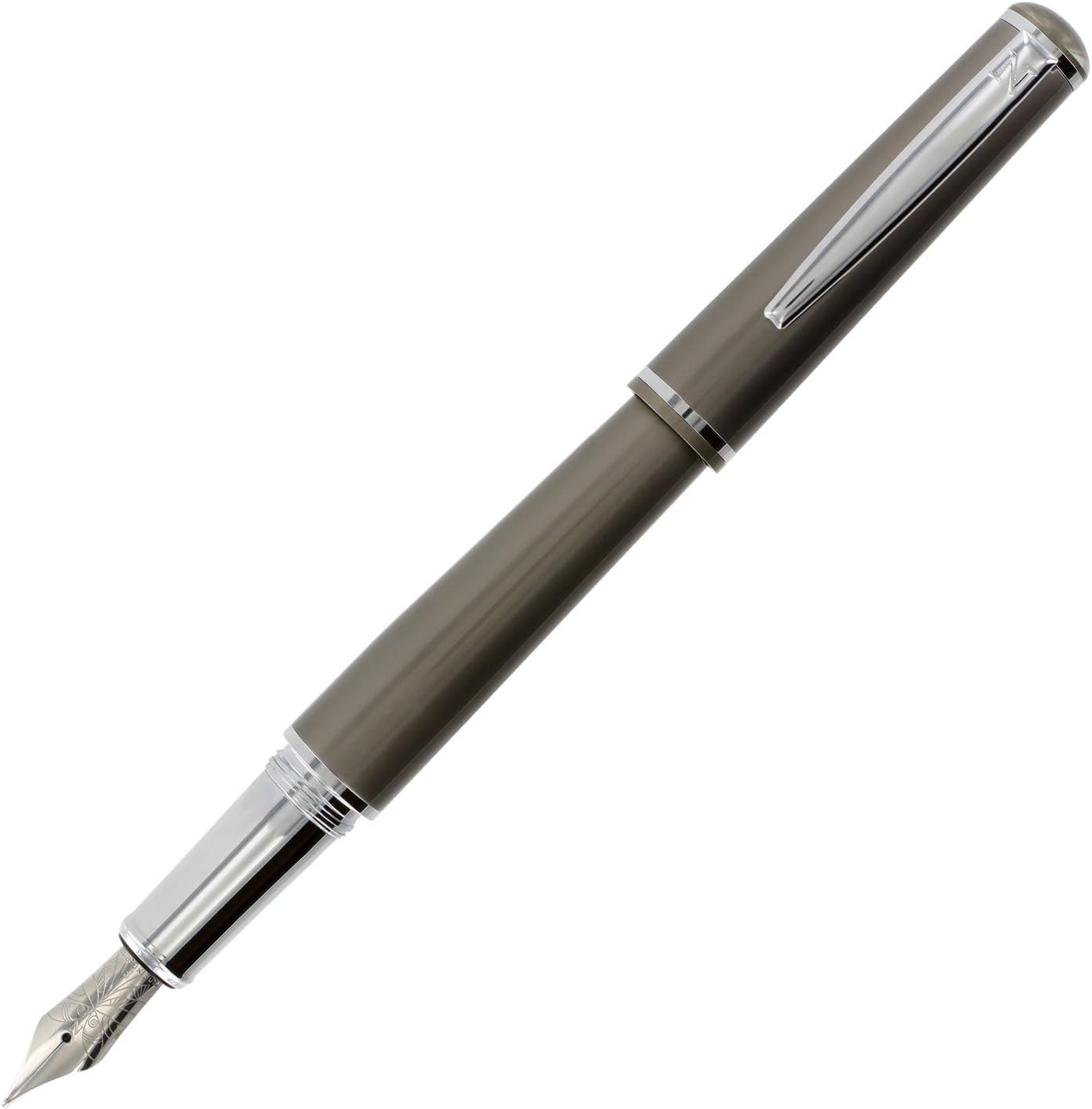 Fission Fountain Pen, 0.8 mm Calligraphy German Nib, Pewter (NEM-FIS-05-8)