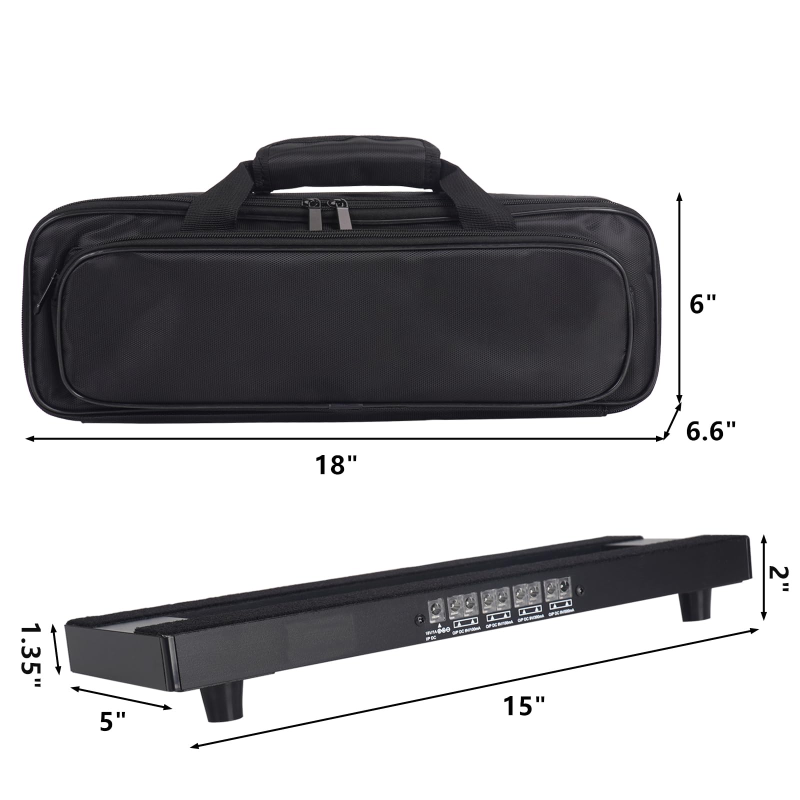 38,1 x 12,7 cm Gitarren-Pedalboard mit integriertem Netzteil | 8 DC-Ausgänge, Aluminium-Legierung, inklusive Tragetasche und Montagebändern, leicht