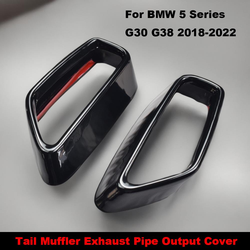G30 Auspuffblende Schwarz, Auspuffspitzen G30, 2-Teilige Auspuffendrohr- Spitzenabdeckung Schwarz Glänzend Ersatz Für 5er G30 G38 2018–2021