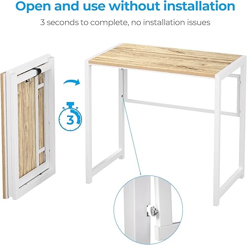 Miniatura 4 de GreenForest Escritorio plegable para espacios pequeños, escritorio de computadora pequeño de 31.5 pulgadas sin montaje para oficina en casa, mesa