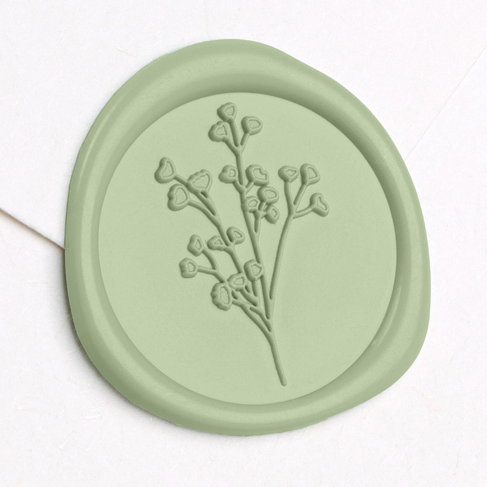 UNIQOOO Wax Seal Stickers - Baby‘s Breath Wedding Invitation Envelope Seal Stickers, Botanical 50 Pcs Self- Adhesive Antique Gold Stickers, Perfect