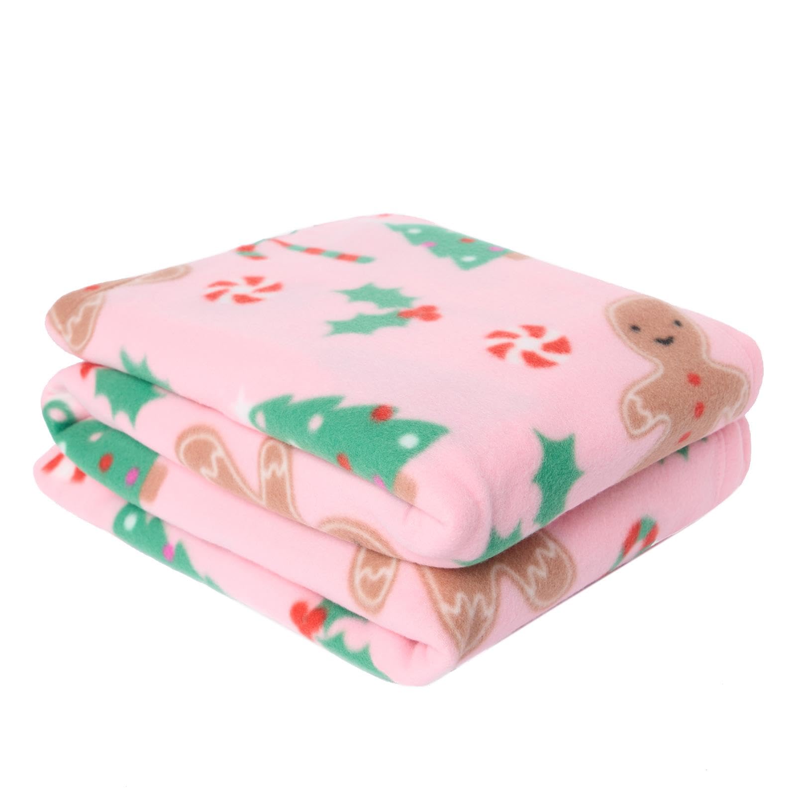 OHS Xmas Throw Over Bed Blanket Gingerbread Man Soft WarmPink120 X 150Cm from B&Q
