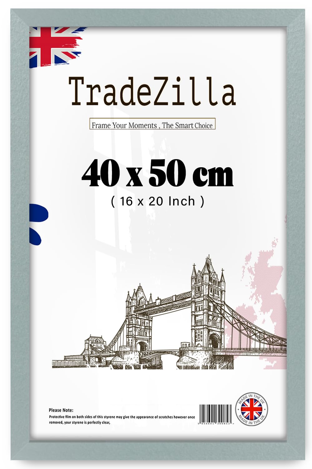TradeZilla | Medium 1' 4" x 1' 8" - 16 x 20 Eton Wood Poster Frames Ideal for Living Room, Wall Galleries (40 x 50 CM) [ Silver ]