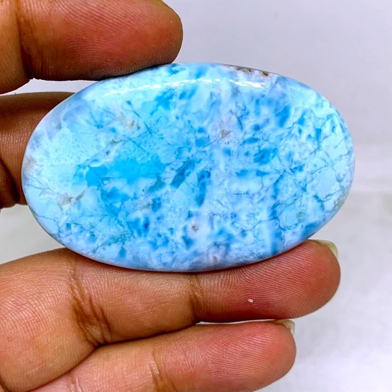 Gemme de larimar naturel ovale, la pierre de sérénité pour votre collier