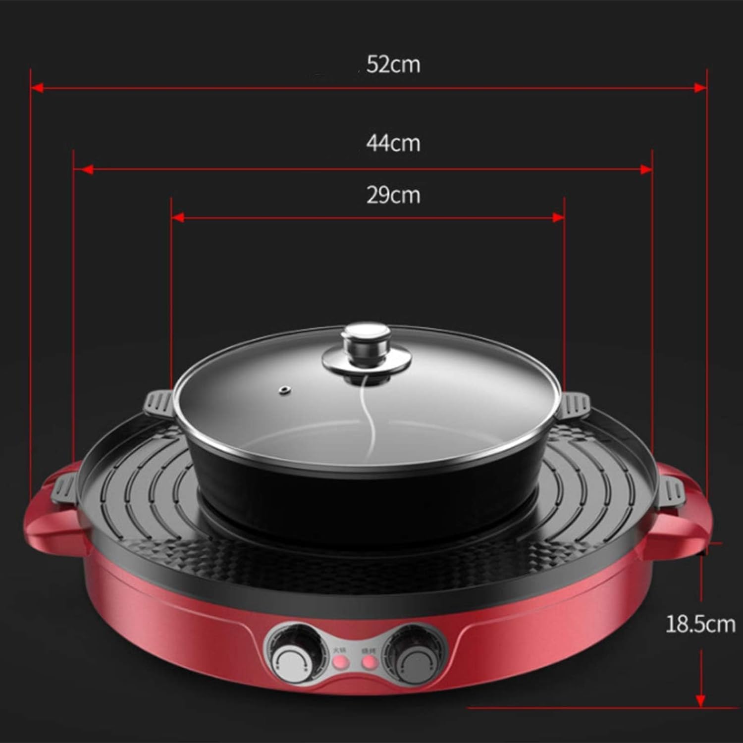 Pot chaud de gril électrique sans fumée avec diviseur, contrôle de la température à double zone, barbecue coréen antiadhésif et casserole Shabu pour la cuisson intérieure, plaque d'alliage d'aluminium