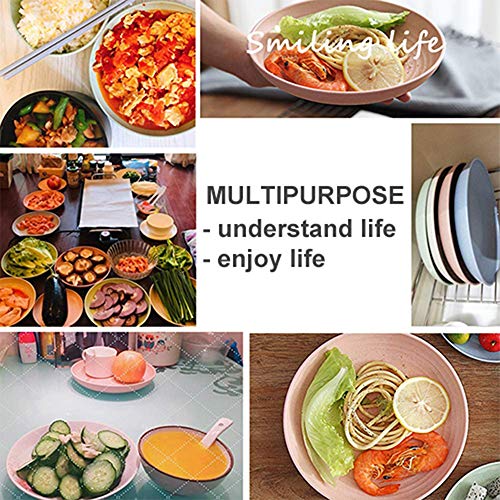 image for SUNTRY 4-Pcs 7.8in Wheat Straw Dinner Plates Microwave & Dishwasher Sa