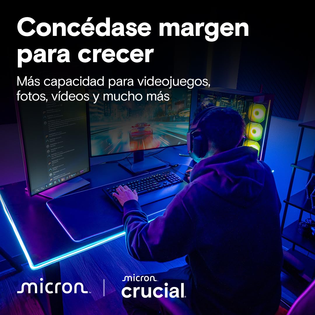 Crucial T710 SSD 1TB PCIe 5.0 x4 Gen5 NVMe M.2, Velocidades de Lectura hasta 14900 MB/s, Escritura 13700 MB/s, Ordenador Portátil y de Sobremesa, TLC NAND - CT1000T710SSD8-01