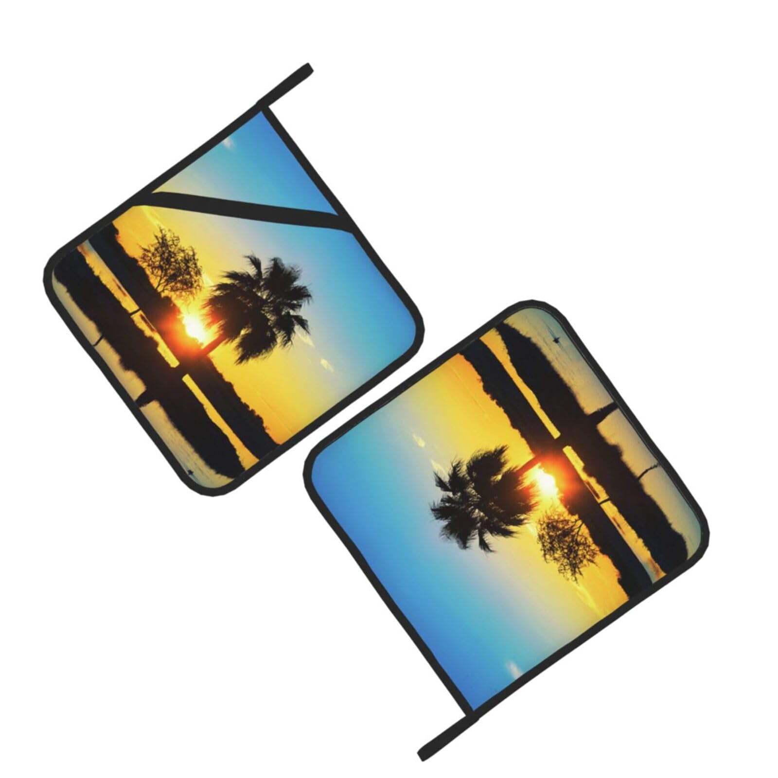 Sunset Palm Printed Oven Pot Holders Set of 2 Pcs Heat Resistant Kitchen Microwave Potholders for Cooking Baking Grilling