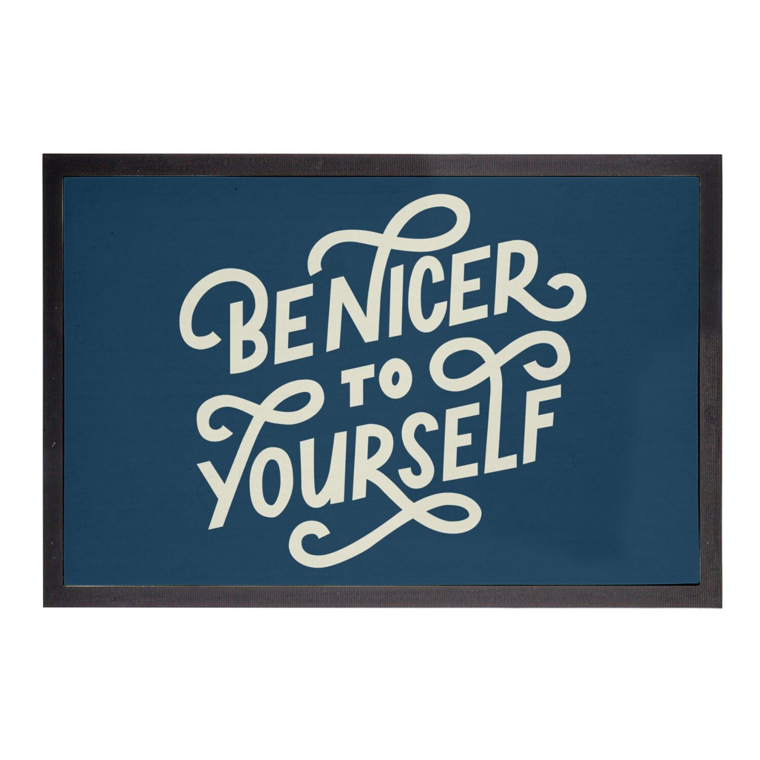 Paillasson Bleu 60x40 Tapis Entrée Anti-Stress Message Positif de Self Care
