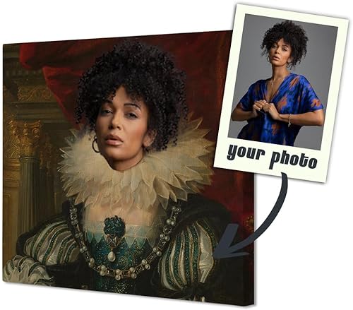 YUNBABA Lienzo personalizado impreso retrato real personalizado de la foto renacentista de mascotas, pintura al óleo vintage, arte de reina, retrato disponible en Yaxa Peru