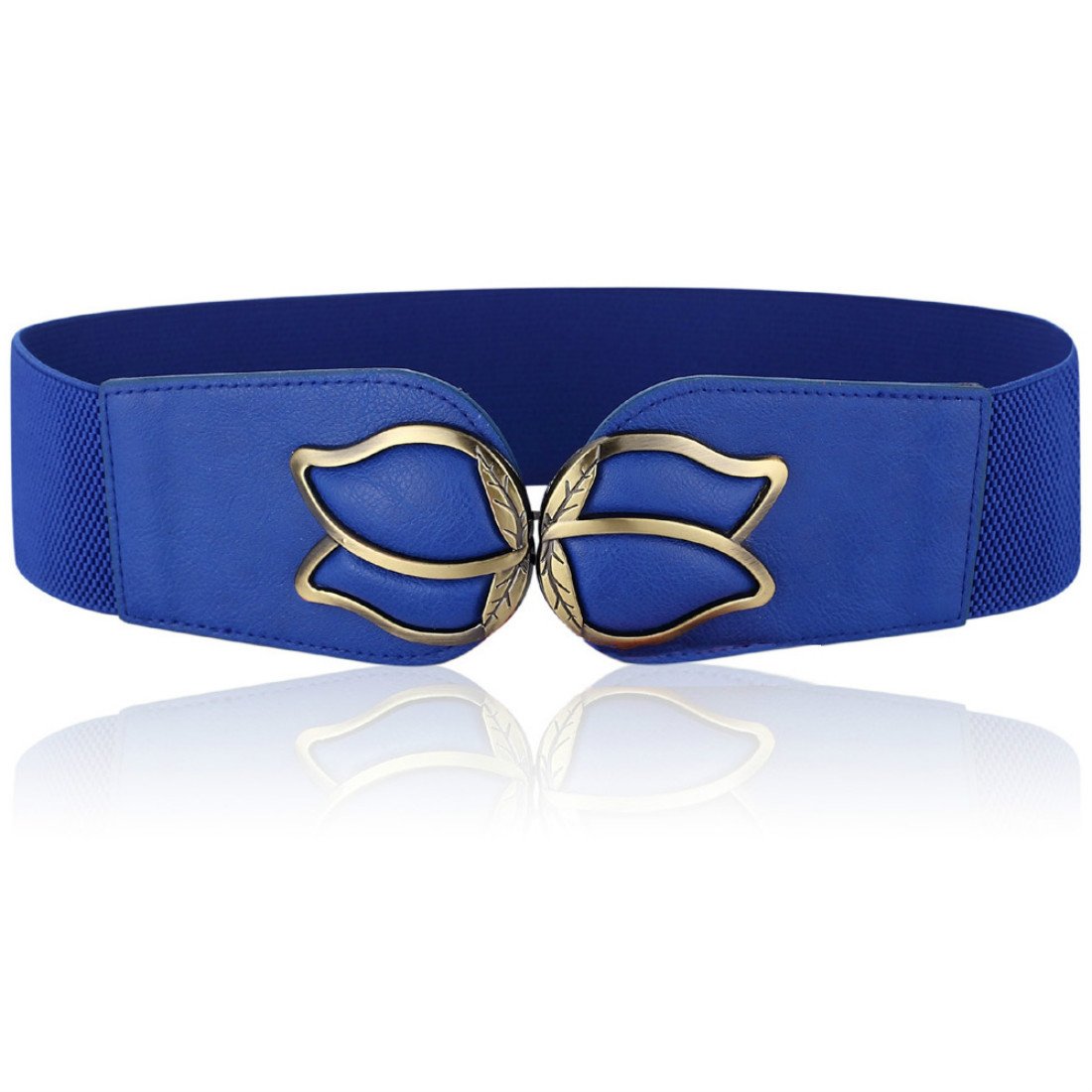 Women's Waist Belts Wide Elastic Stretch Cinch Belt with Fashion Metal Interlock Buckle
