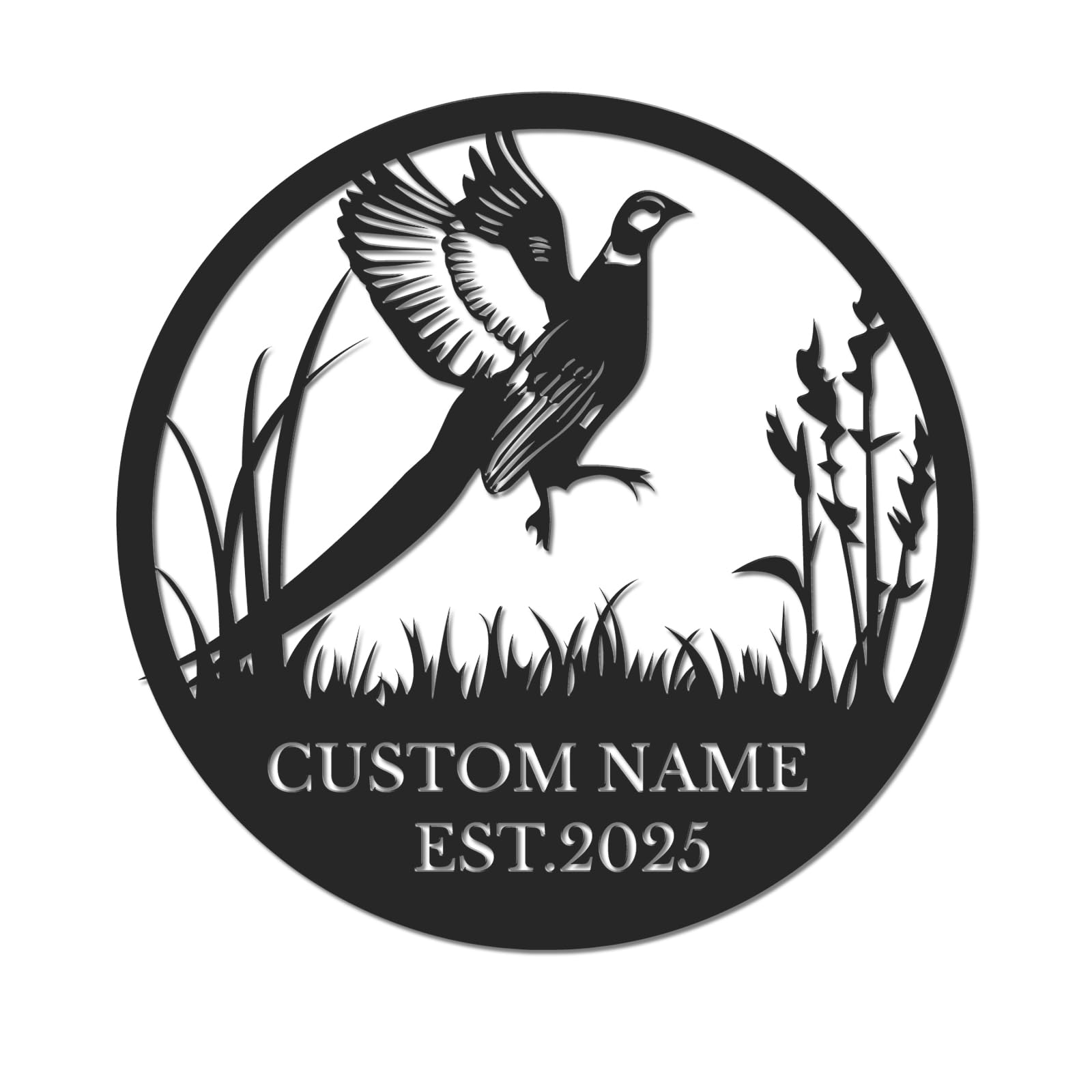 Ecentricart Style-3 Personalized Pheasant Metal Sign, Custom Name Hunting Wall Art, Game Bird Lodge Decor, Wildlife Gift For Dad, Rustic Cabin Plaque, Hunter Anniversary Present, Outdoor Theme Room Accent (Style-3)
