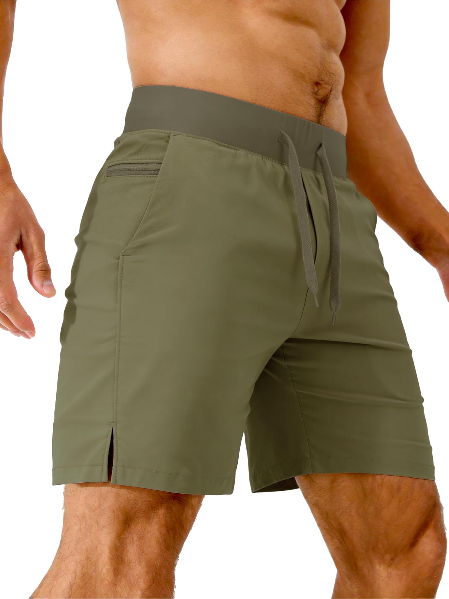 Comdecevis Mens 7 Inch Athletic Shorts Lightweight Quick Dry Running Shorts with Zipper Pockets