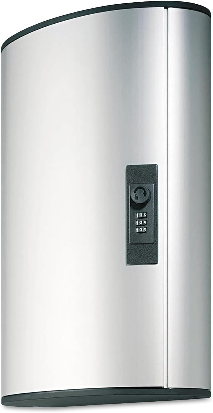 Durable 196623 Locking Key Cabinet, 36-Key, Brushed Aluminum, Silver, 11 3/4 x 4 5/8 x 11