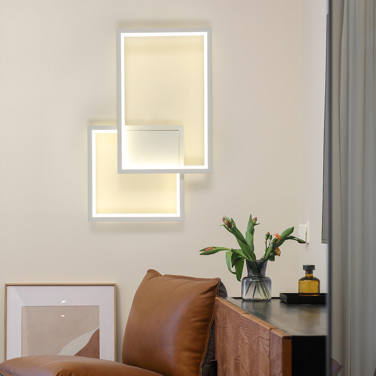 34W LED Applique da Parete Interno 41CM Lampada da Parete 4500K | 34W 3825LM Moderno Bianco Lampada a Muro in Alluminio per Camera da Letto Soggiorno Scale Corridoio, Luce Neutra 4500K