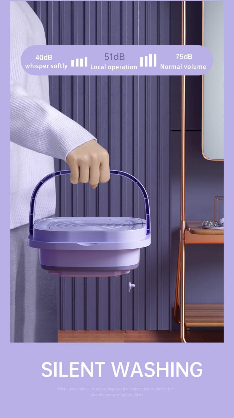 12L Lavadora portatil, Lavadora carga superior para camping apartamentos caravana para calcetines ropa interior -Morado