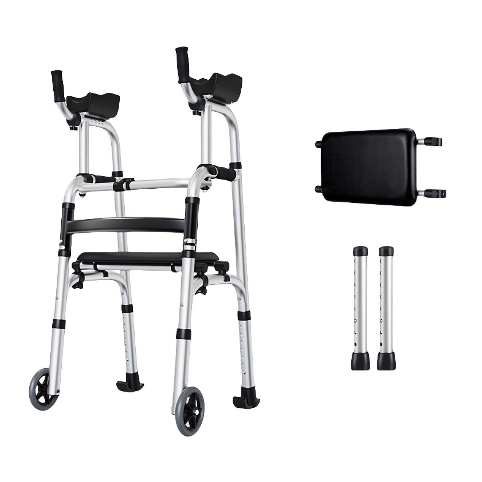 Andador Plegable 2 En 1, Andador Ligero For Personas Mayores Con Asiento Y Pasamanos Extraíbles,Plegable, Adecuado For Entrenamiento De Rehabilitación Y Uso De Personas Mayores