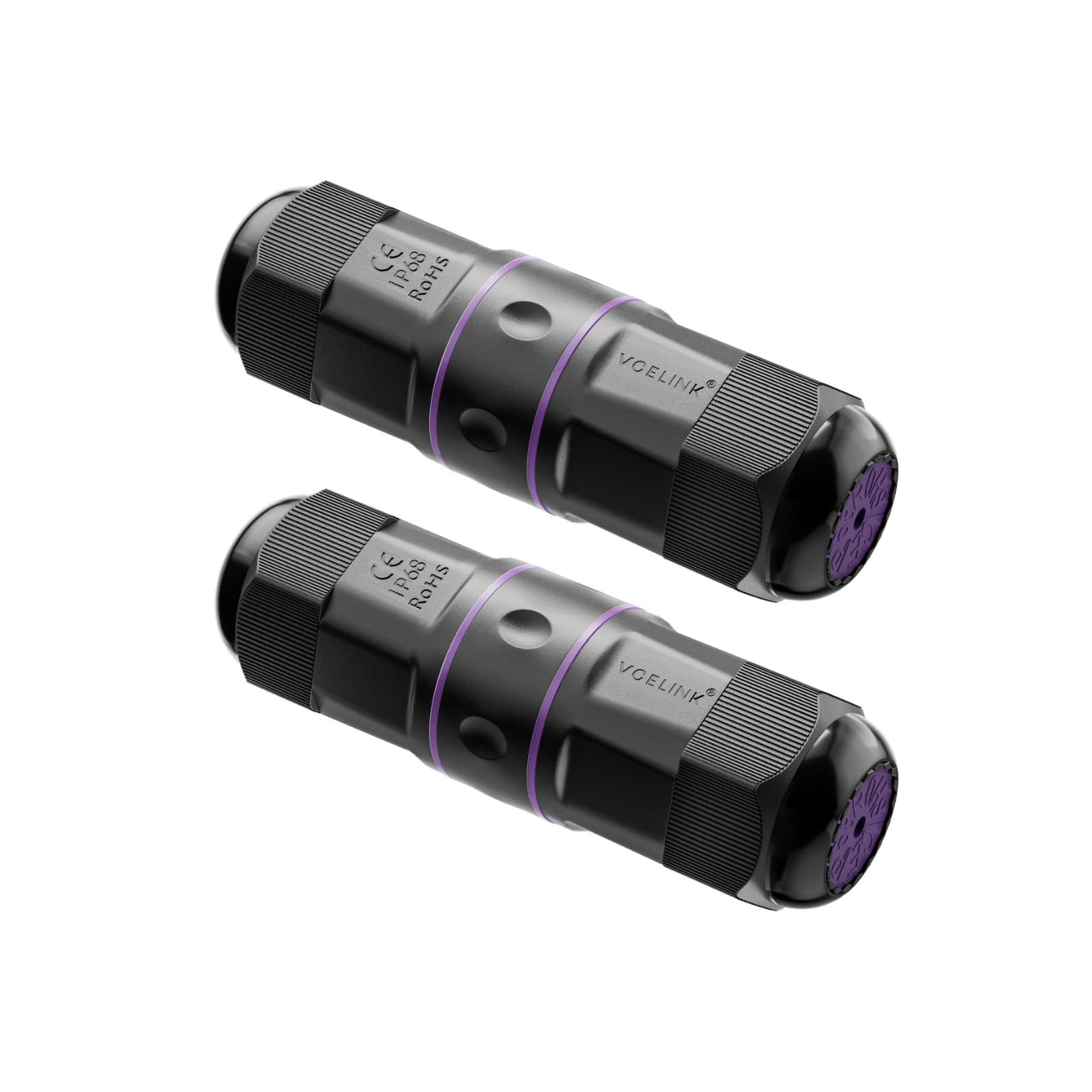 Photo 1 of VCELINK CAT6 RJ45 Coupler - Waterproof IP68, PoE Support, Purple (2-Pack)