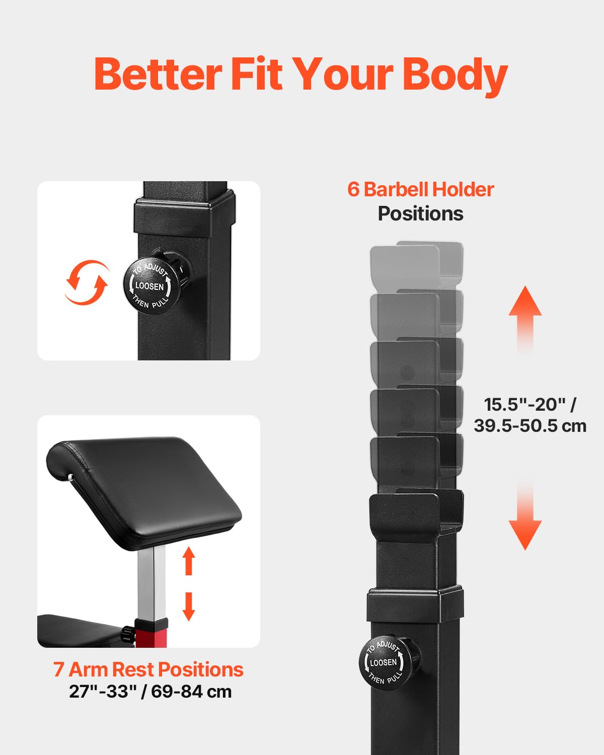 VEVOR Banco de Pesas con Extensión de Piernas, Bancos de Entrenamiento de Fuerza, Carga Máxima de 200 kg, para Gimnasio en Casa, Estación de Bíceps con Mancuernas y Barra Aislada, Negro+Rojo