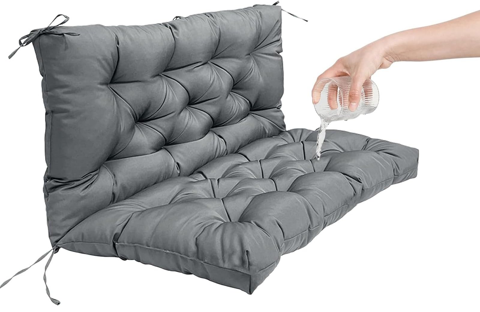 Sangles de rechange imperméables de 10,2 cm d'épaisseur avec dossier et attaches pour balancelle de table de jardin (100 x 100 cm)