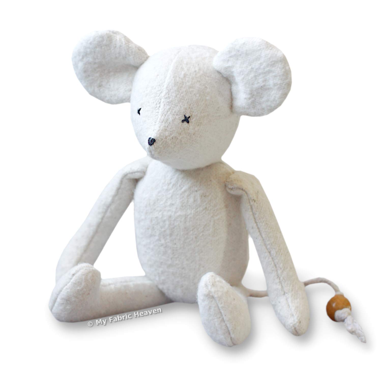 Huggable Mouse Sewing Pattern. Neutral Nursery Baby Keepsake, Handmade Stuffed Animal Soft Toy & Easy Photo Tutorial Instructions. Free Post by MY FABRIC HEAVEN
