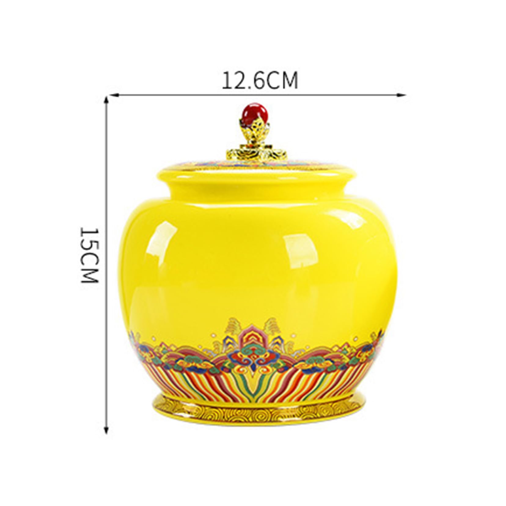 ZALTAS Żółty ceramiczny słoik do prezentacji żywności, kanister z hermetyczną pokrywką, styl pałacowy, herbata, pudełko na prezent na luźne przyprawy, ziarna kawy, do przechowywania herbaty Caddy, 2