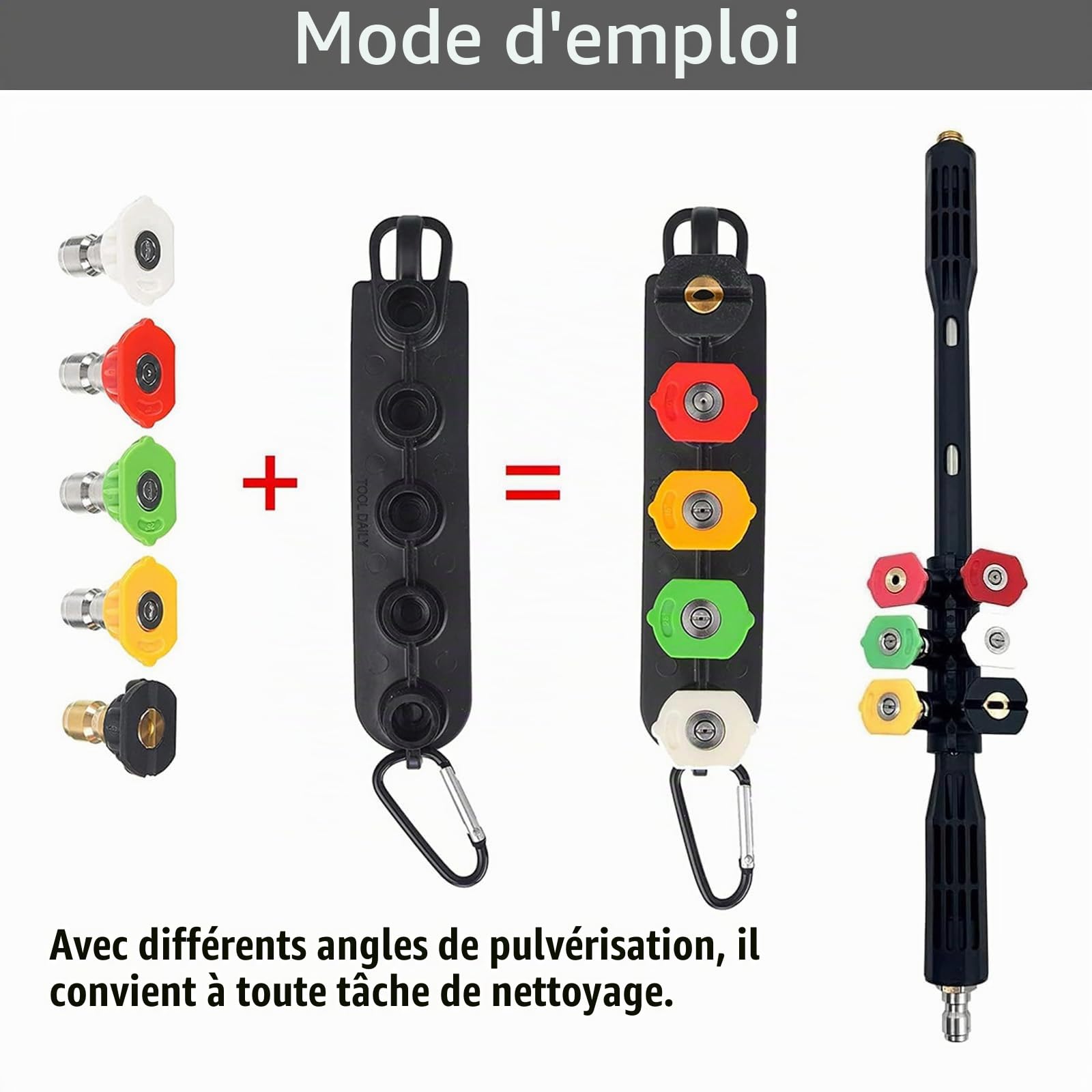 Lance Nettoyeur Haute Pression pour Kärcher, Lot de 10 Accessoire pour Nettoyeur Haute Pression 4000 psi avec 5 Embouts de Buse à Raccord Rapide 1/4 pouce Lance Telescopique Pulverisateur Toiture