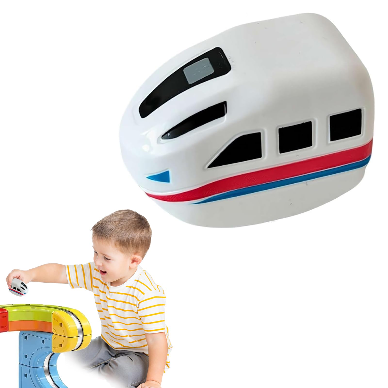 1-2 Packs Replacement Magnetic Electric Train Cars, 3d Infinity Track Train Head, USB Rechargeable Add-On Compatible for Train Set Tracks, Cannot Operate Alone, Tracks & Cable Not Included (A)