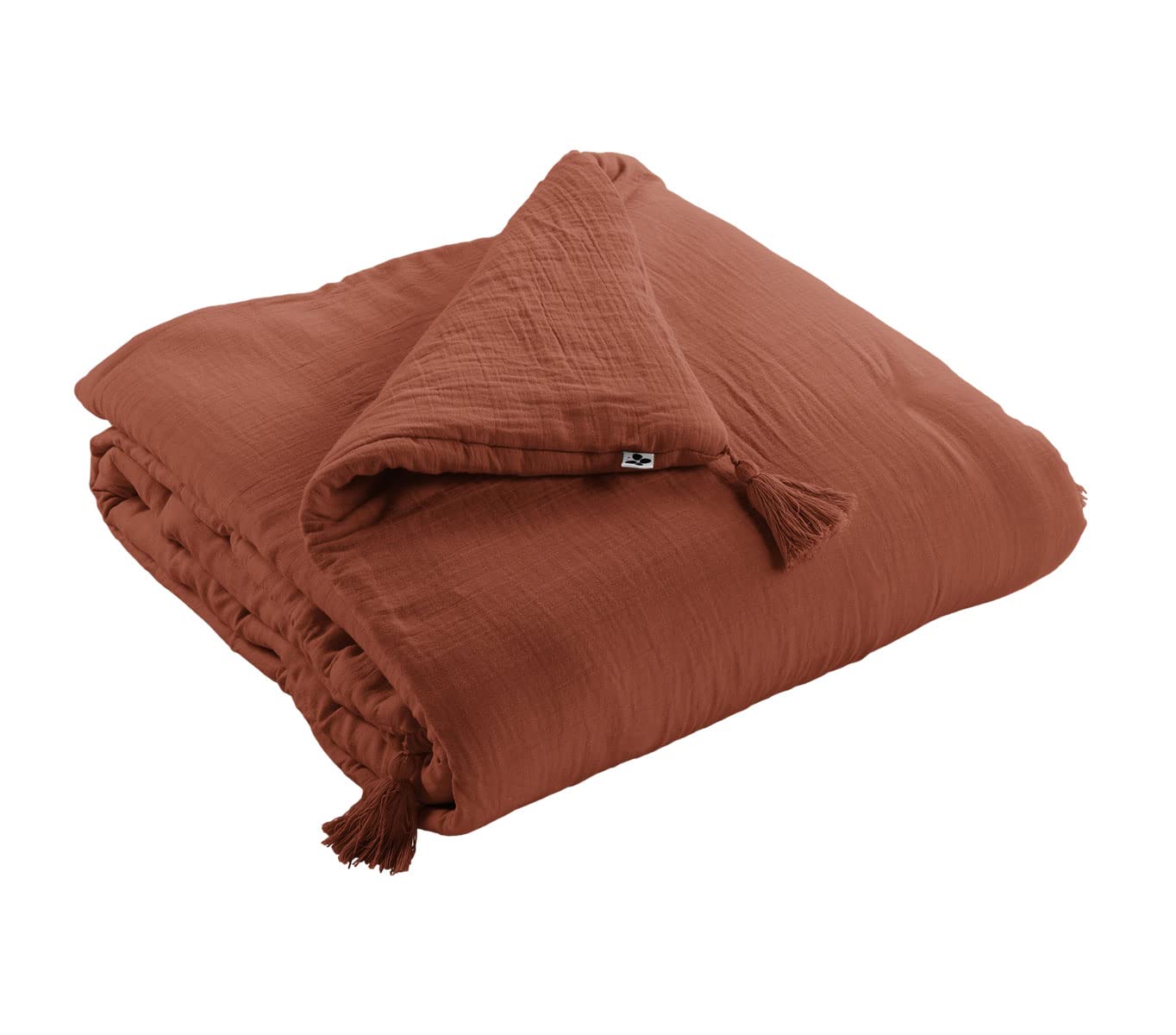Bout de lit édredon Gaze de Coton 90 x 200 cm Gaia Coloris Terracotta