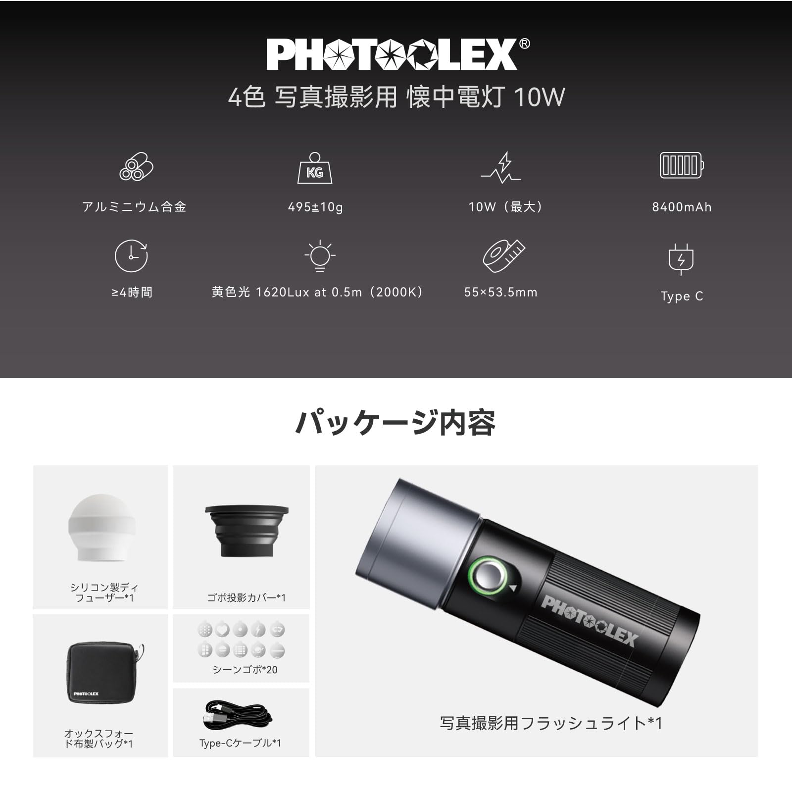Amazon | PHOTOOLEX 4色撮影用LEDライト 20枚マグネット式パターンゴボ