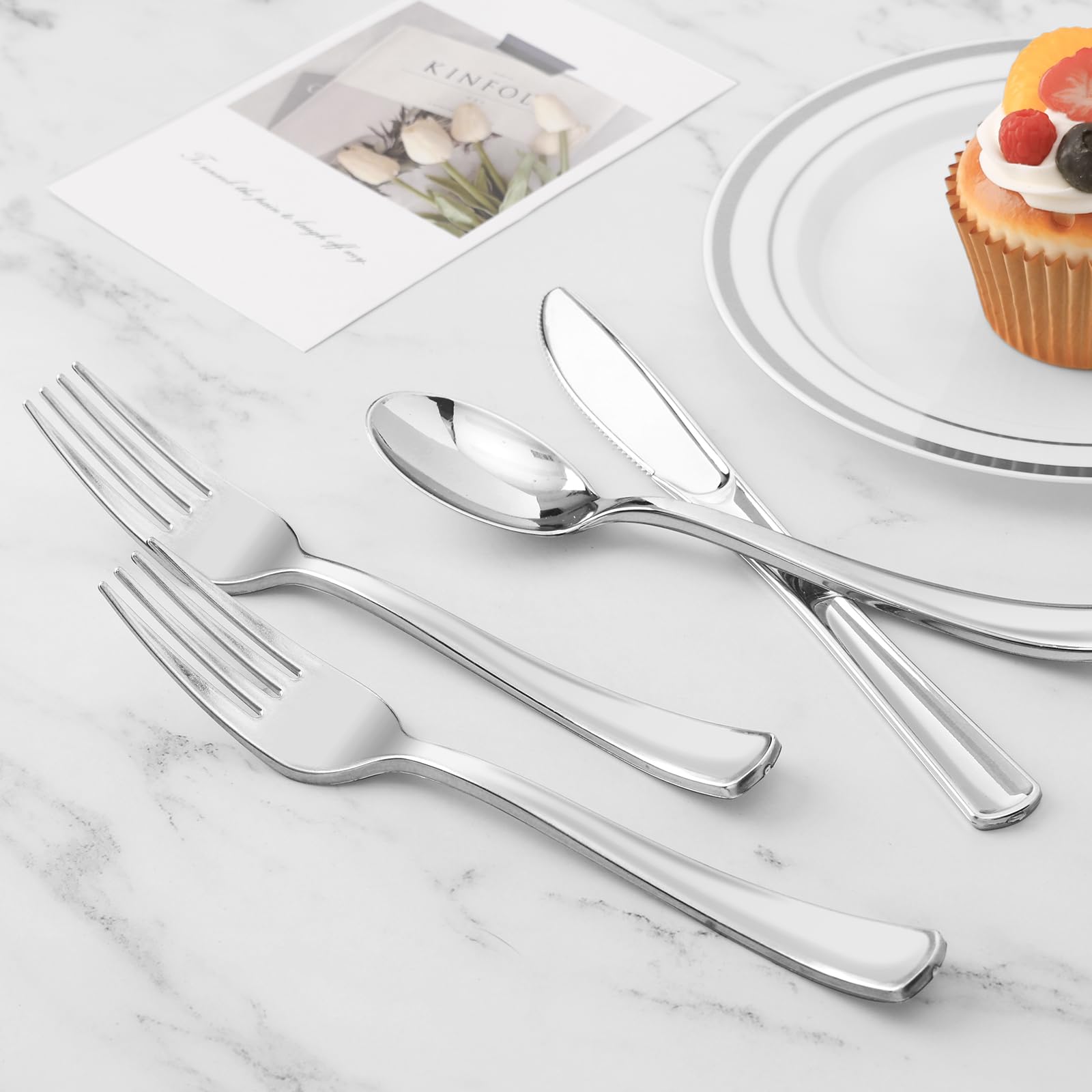 Disposable Silverware Set - 100 Forks, Knives, Spoons -5 Disposable Silverware Set - 100 Forks, Knives, Spoons -5