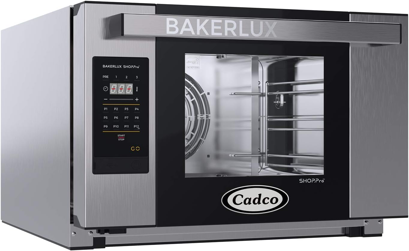 XAFT-03HS-GD Bakerlux GO Panel Heavy-Duty Countertop Convection Oven with Digital Controls, Stainless Steel/Black, NSF, 120v, Stainless Black, For Commercial Use, 130 lbs.