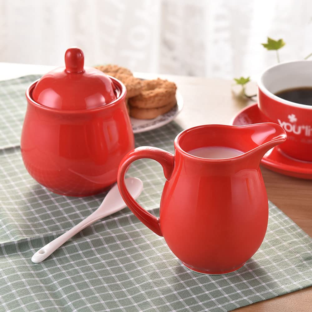 Zuccheriera in ceramica colorata, set da caffè, brocca e zuccheriera