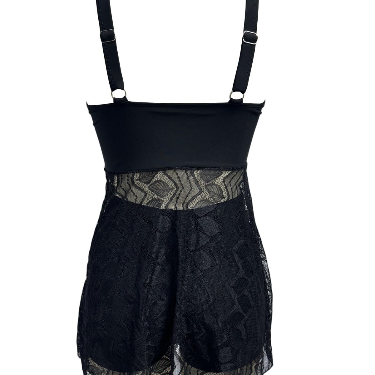 Femme Maillot Bain Femmes Moulées Deux Pièces De Dames Dentelle Scoopbackventre Contrôle Bretelles Réglables Bain-Noir-s
