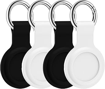 case compatible for airtag air tag holder cover keychain accessory compatible with apple finder location tracker for elderly kids dogs pets cats 2 whi