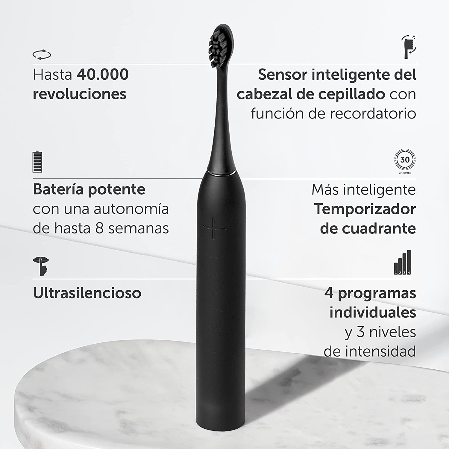 Wondersmile Cepillo de dientes sónico PRO - Ganador de la prueba 2023-100 días de prueba sin riesgo - Cepillo de dientes eléctrico con 4 programas (Ultimate Black)