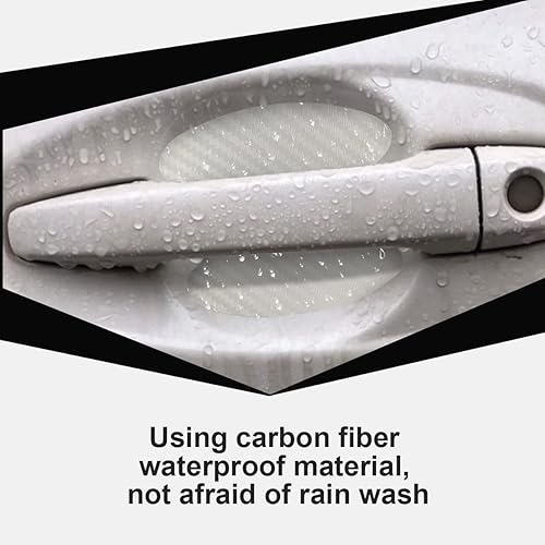 Miniatura 5 de 4 calcomanías para manija de puerta de automóvil, película protectora de fibra de carbono contra arañazos, protector de cuenco de puerta de