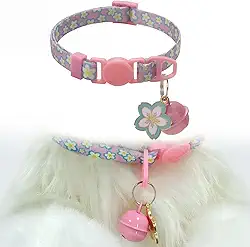 Coleira ajustável para animais de estimação com pingente de flor de cerejeira para gatos, cães, férias, uso diário, serve para circunferência do pescoço de 19 a 30 cm