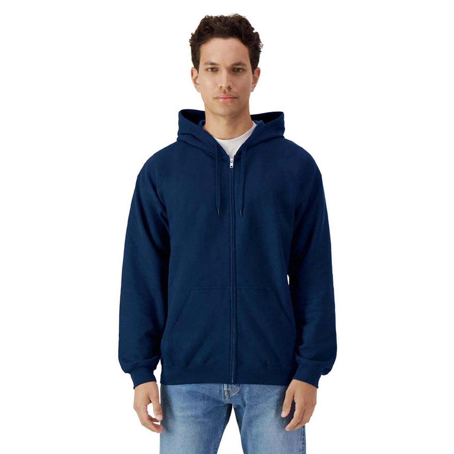 Gildan Mens Softstyle Fleece Midweight Full Zip Hoodie (M) (Navy)