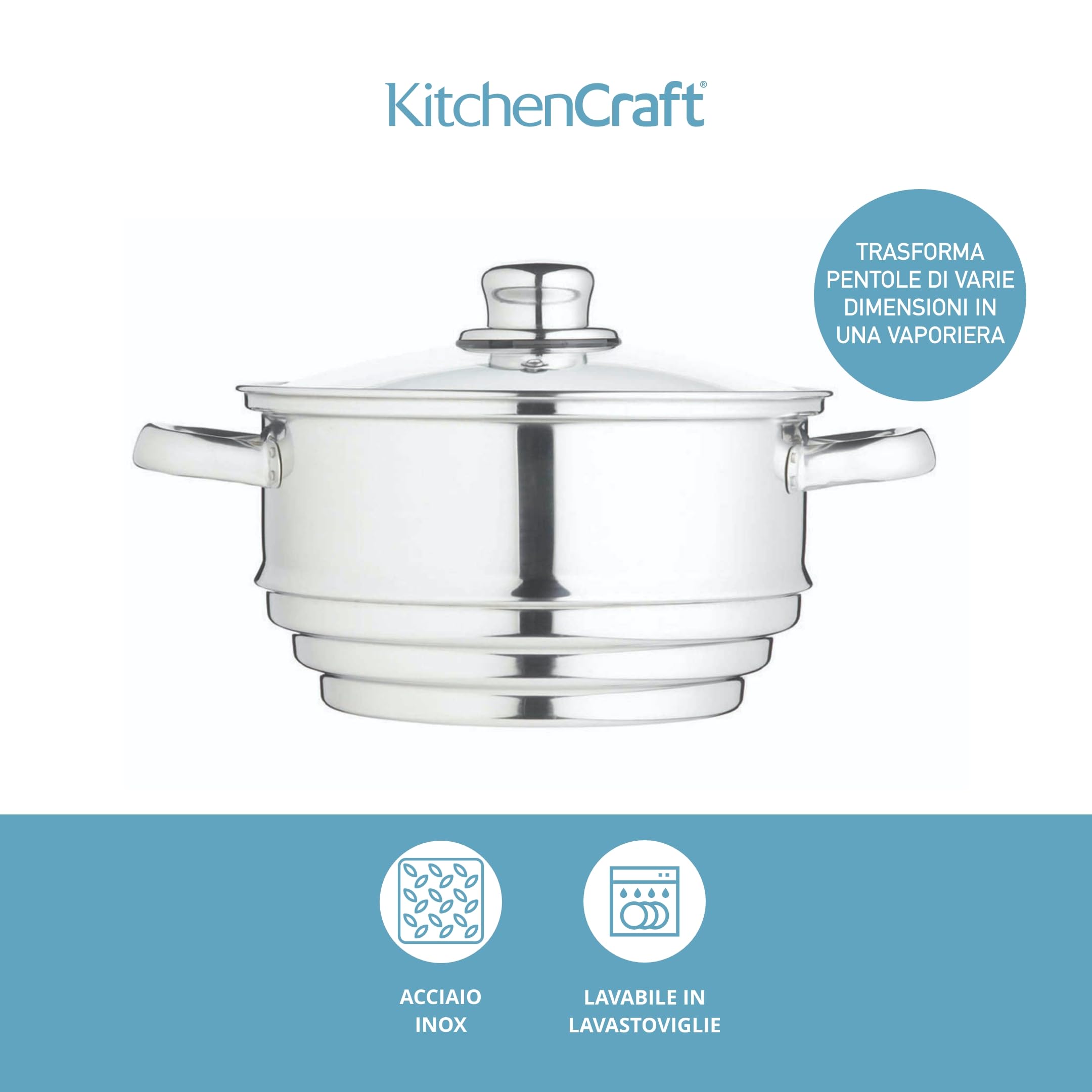 Kitchen Craft Clearview - Vaporiera Universale in Acciaio Inox
